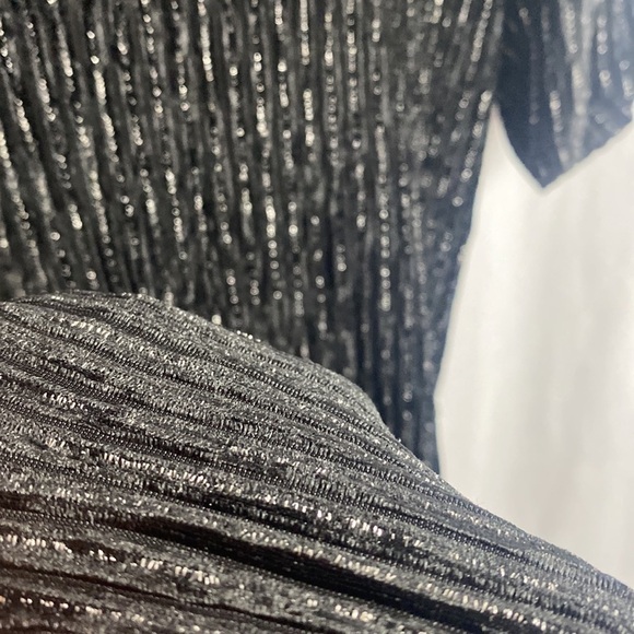 Anthropologie The Korner Black Silver Velvet Keyhole Mini Dress Ribbed - Size S - Picture 7 of 14